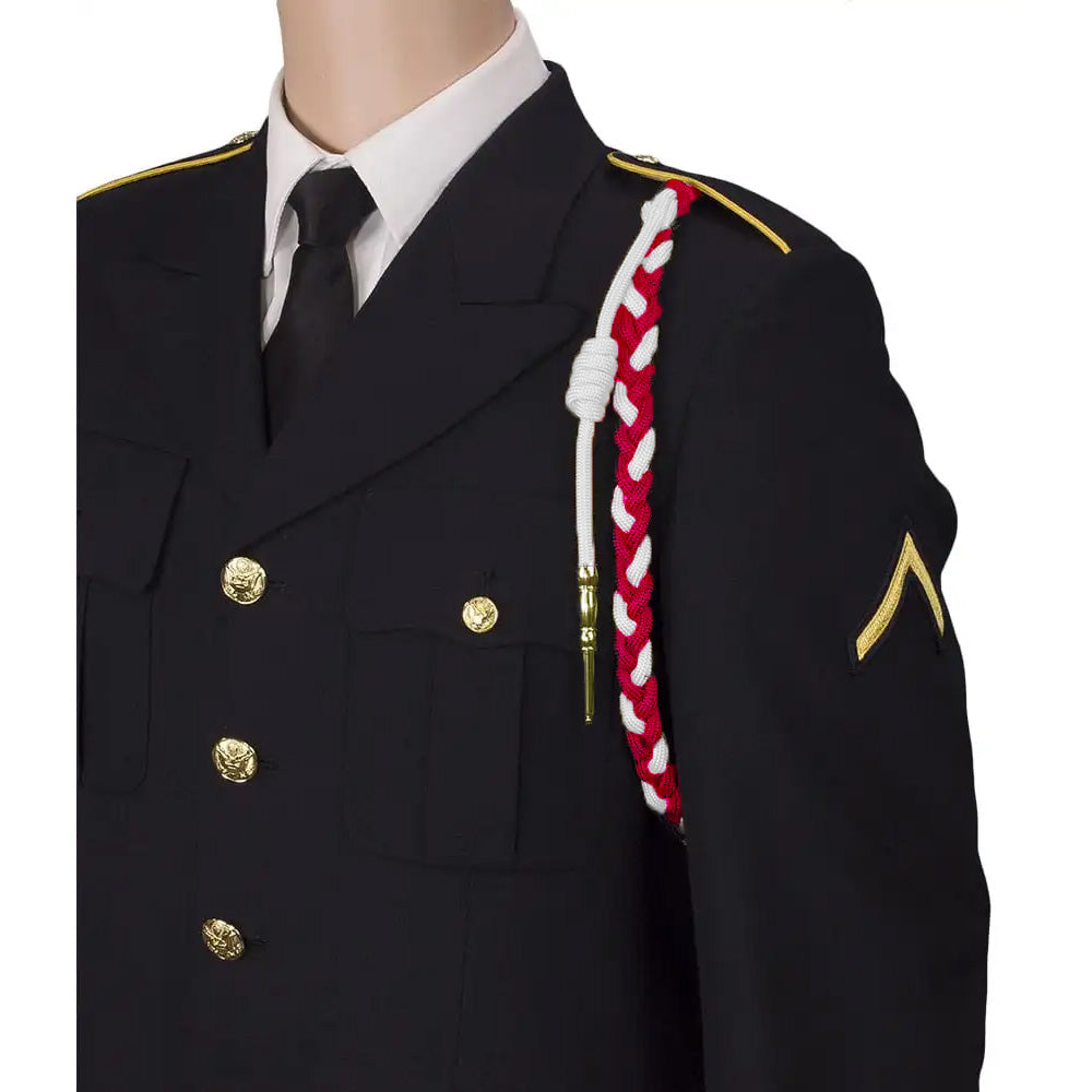 Lanyard Fourragere with Silver or Gold Tip (Button Loop) Select Color