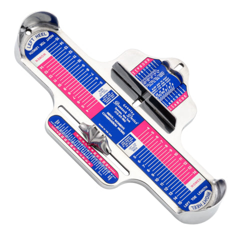 Combination brannock device to measure mens and womens feet