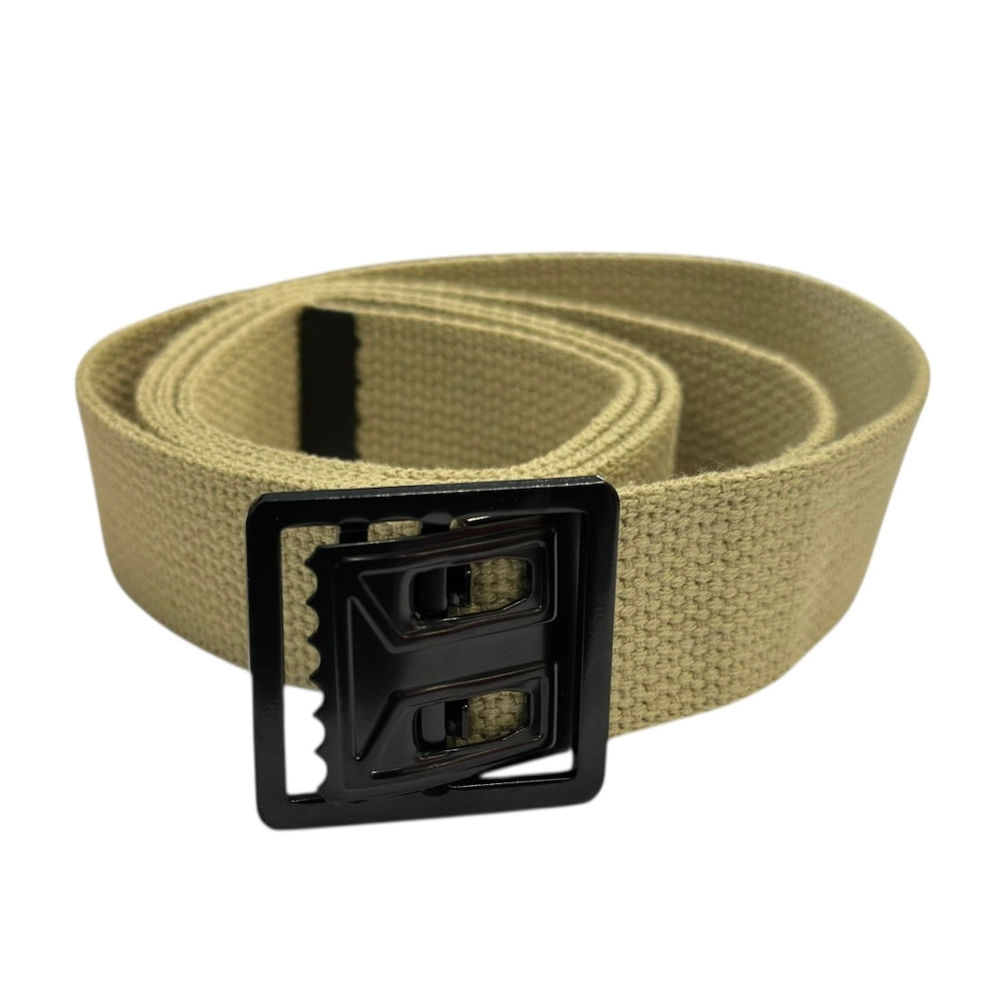 Officers Khaki Belt with Open Face Black Buckle Unisex [JDT-05-012]